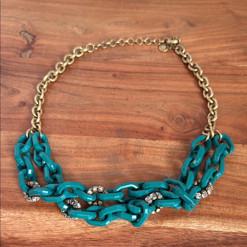 J. Crew Gold & Teal Chain Necklace